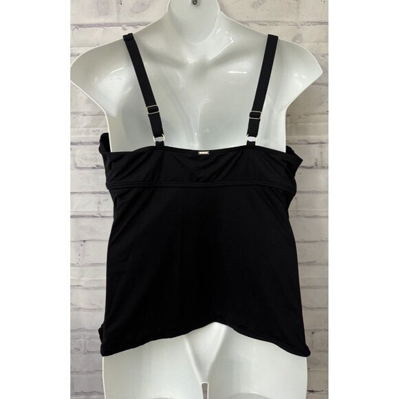 Anne Cole Black Tankini Top Swimsuit Size 22W‎ Draped Modest Underwire Cup - Picture 3 of 6
